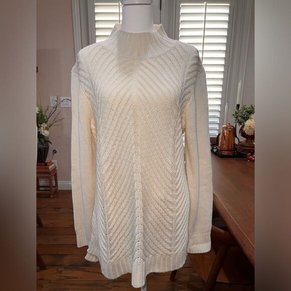 Women’s Nurture Chunky Knit Ivory Sweater Wool Blend Fisherman Cable Knit XL - Picture 2 of 9